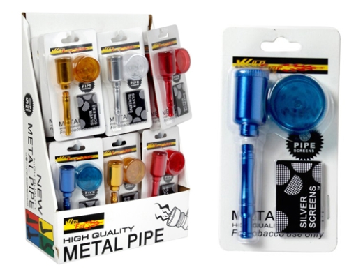 Tabakpfeife Metall + Sieb + Grinder sortiert