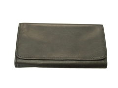 Rollbeutel Leder schwarz 16cm